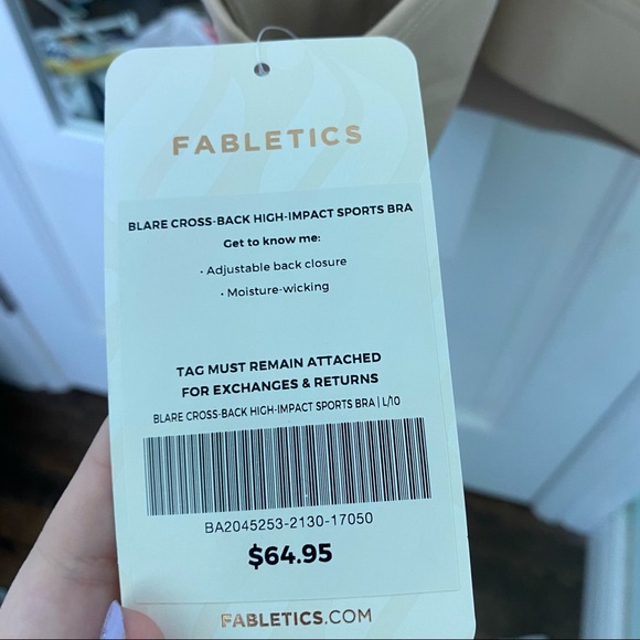 Fabletics Tan Beige Nude High Impact Cross Back Sports Bra - Picture 3 of 3